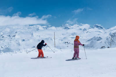 Skiers on the Tignes ski area